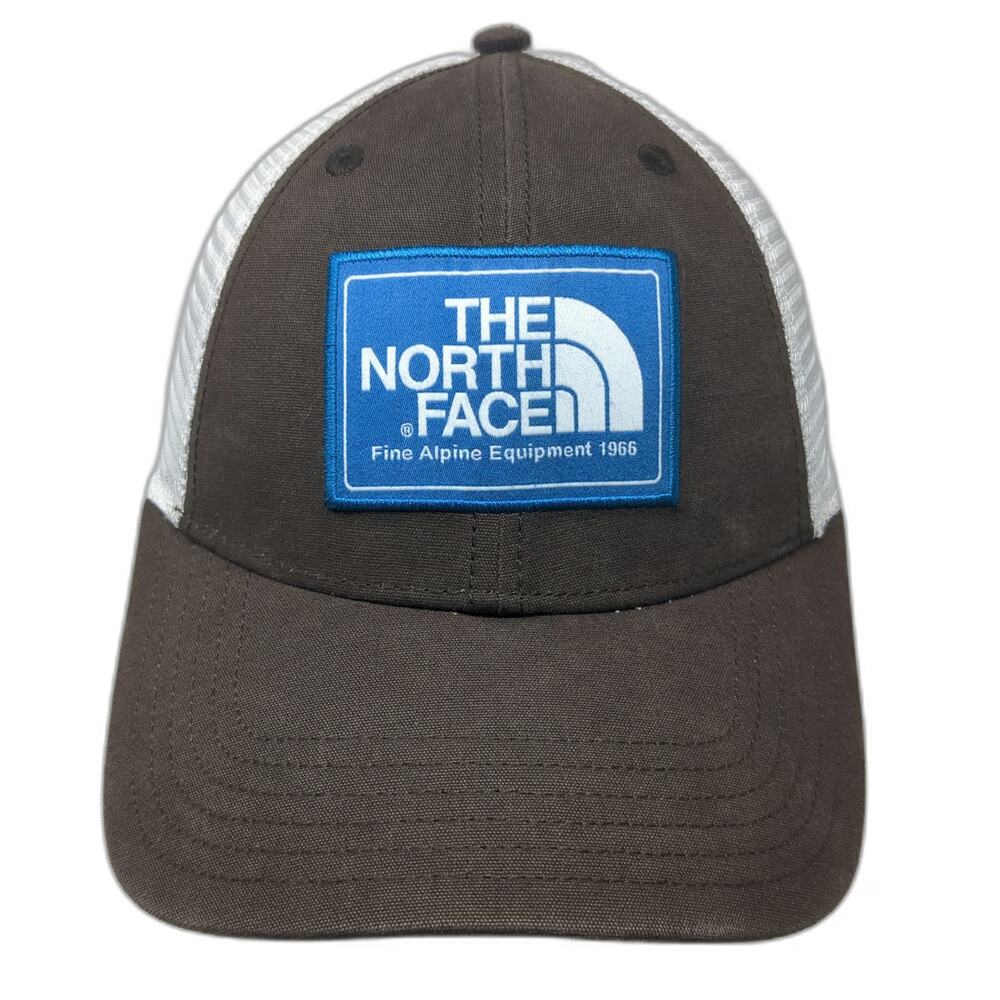 The North Face Trucker Hat Brown One Size Mesh Back Alpine Patch Snapback